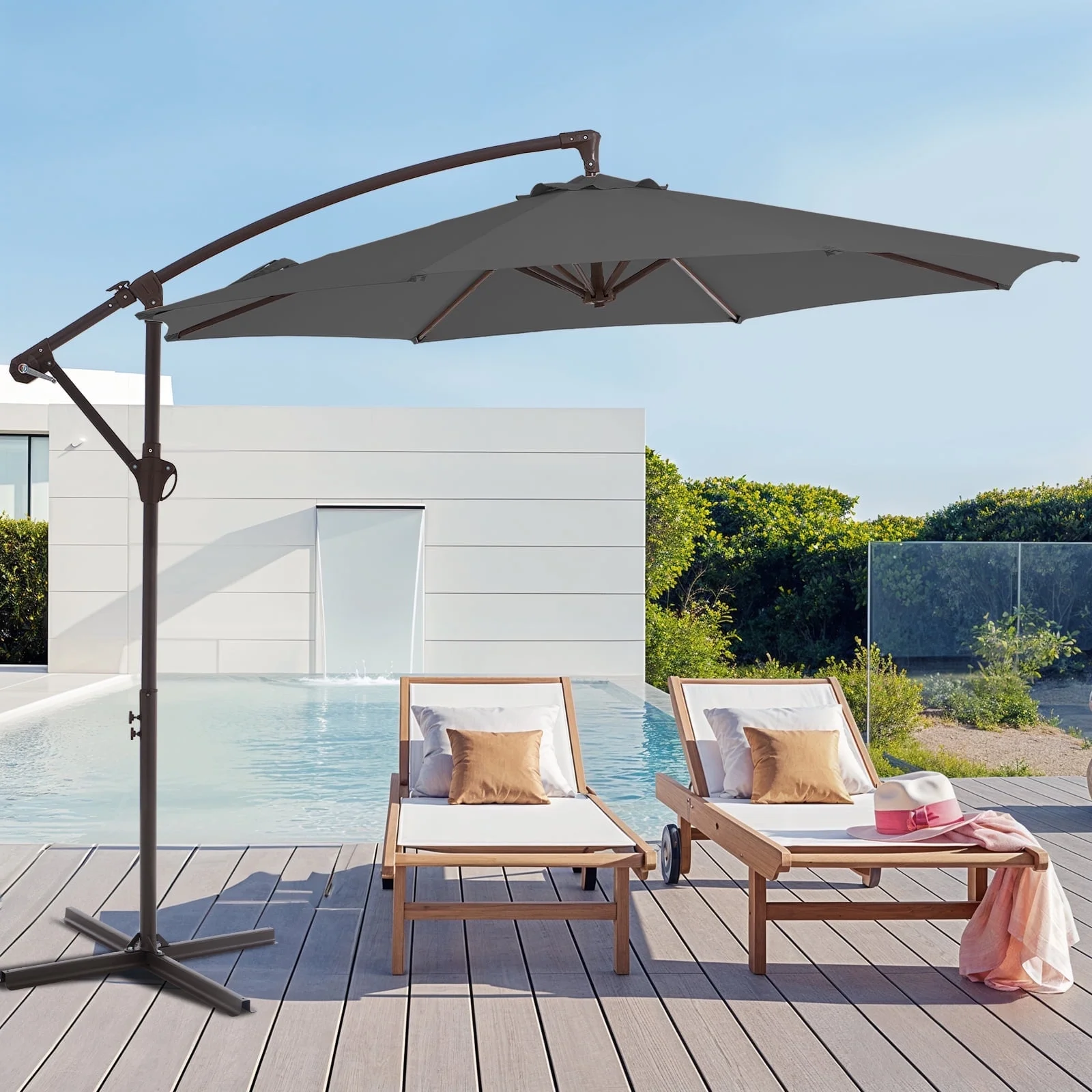 Outdoor Hanging Offset Cantilever Umbrella for Patio