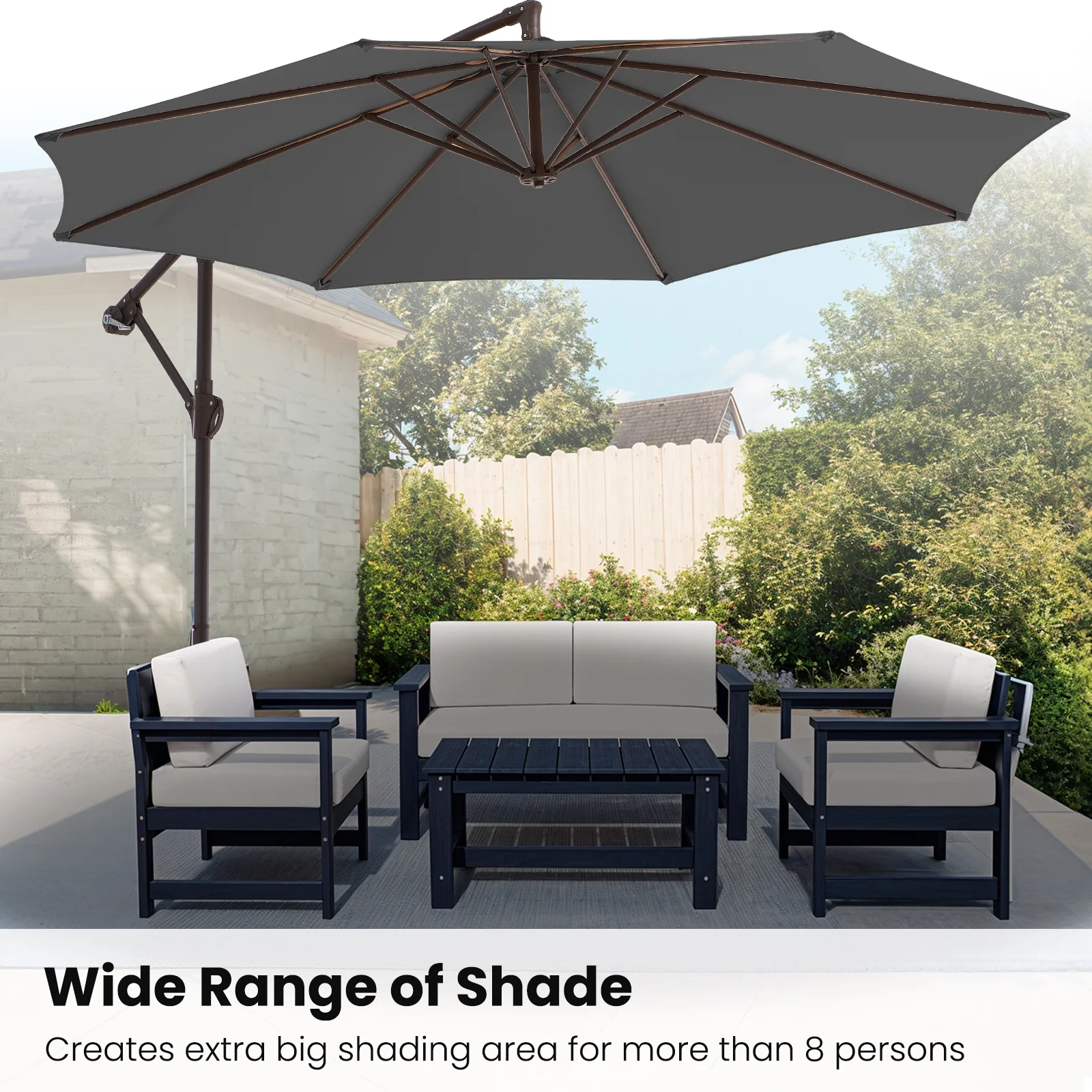 Outdoor Hanging Offset Cantilever Umbrella for Patio - Image 3
